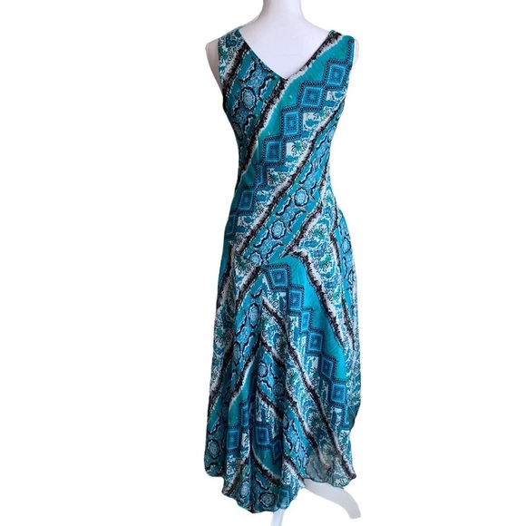 Chetta B Multicolored V-neck Asymmetrical Dress Size 4 - Picture 2 of 15